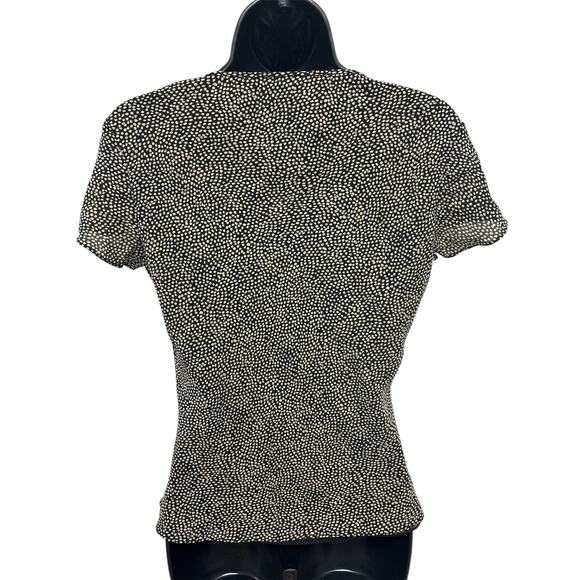 Jones New York 100% Silk Blouse Black Ivory Dot Print | Size 10 - Picture 3 of 5
